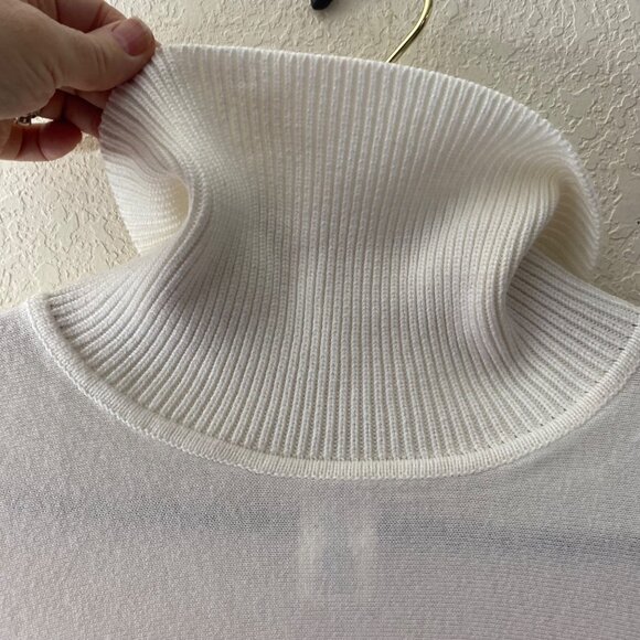 Michael KorsTurtleneck Poncho Sweater Womens XL White Cotton Blend Relaxed - Picture 8 of 12